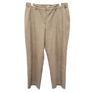 L.L. Bean Herringbone‎ Trousers Career Casual Work Slacks Pants Brown 16 Petite